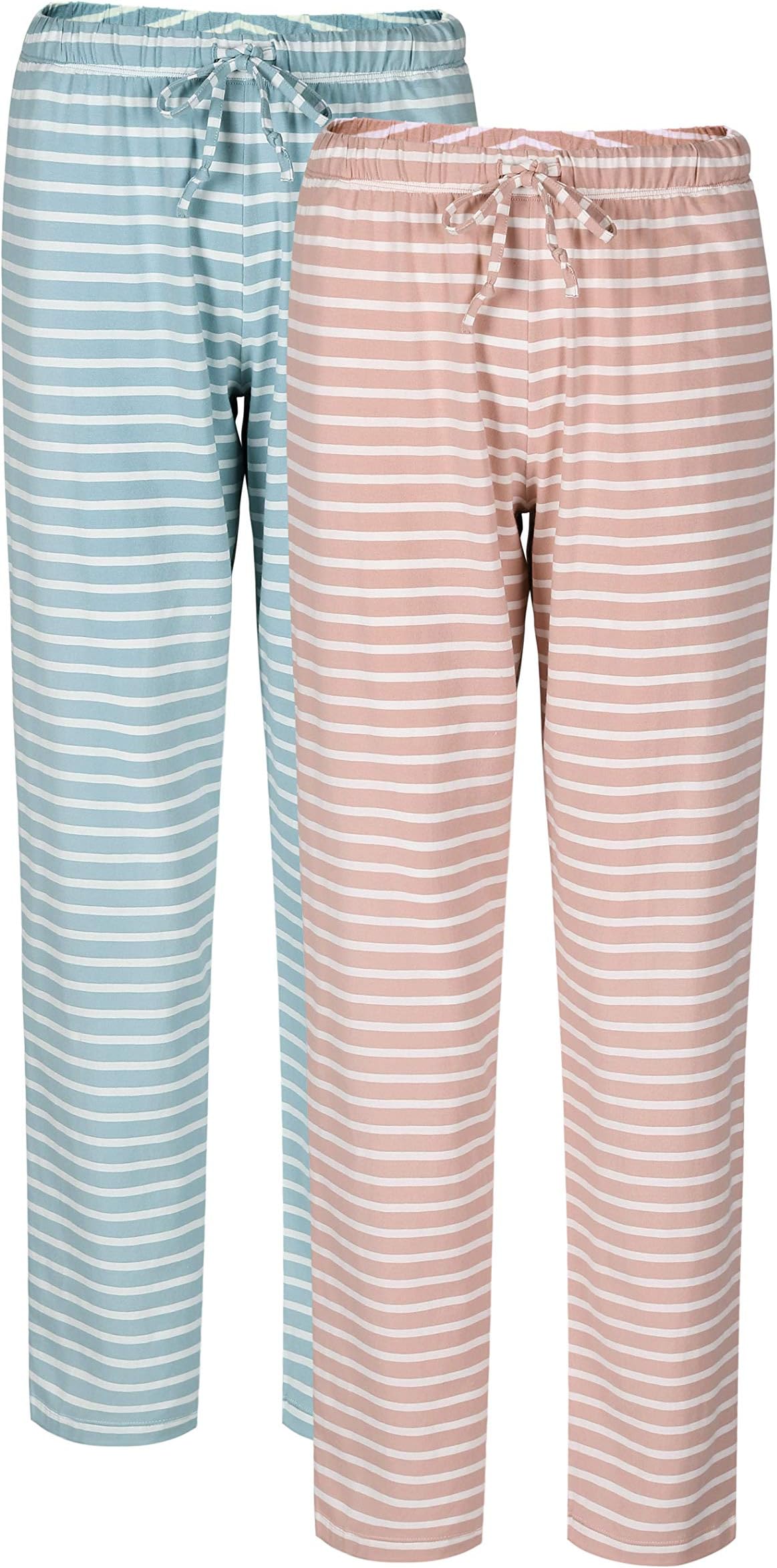 Genuwin Women's 2 Pack Pyjama Pants Shorts Bottoms Soft Cotton Nightwear Lounge Pants with Drawstring for Women