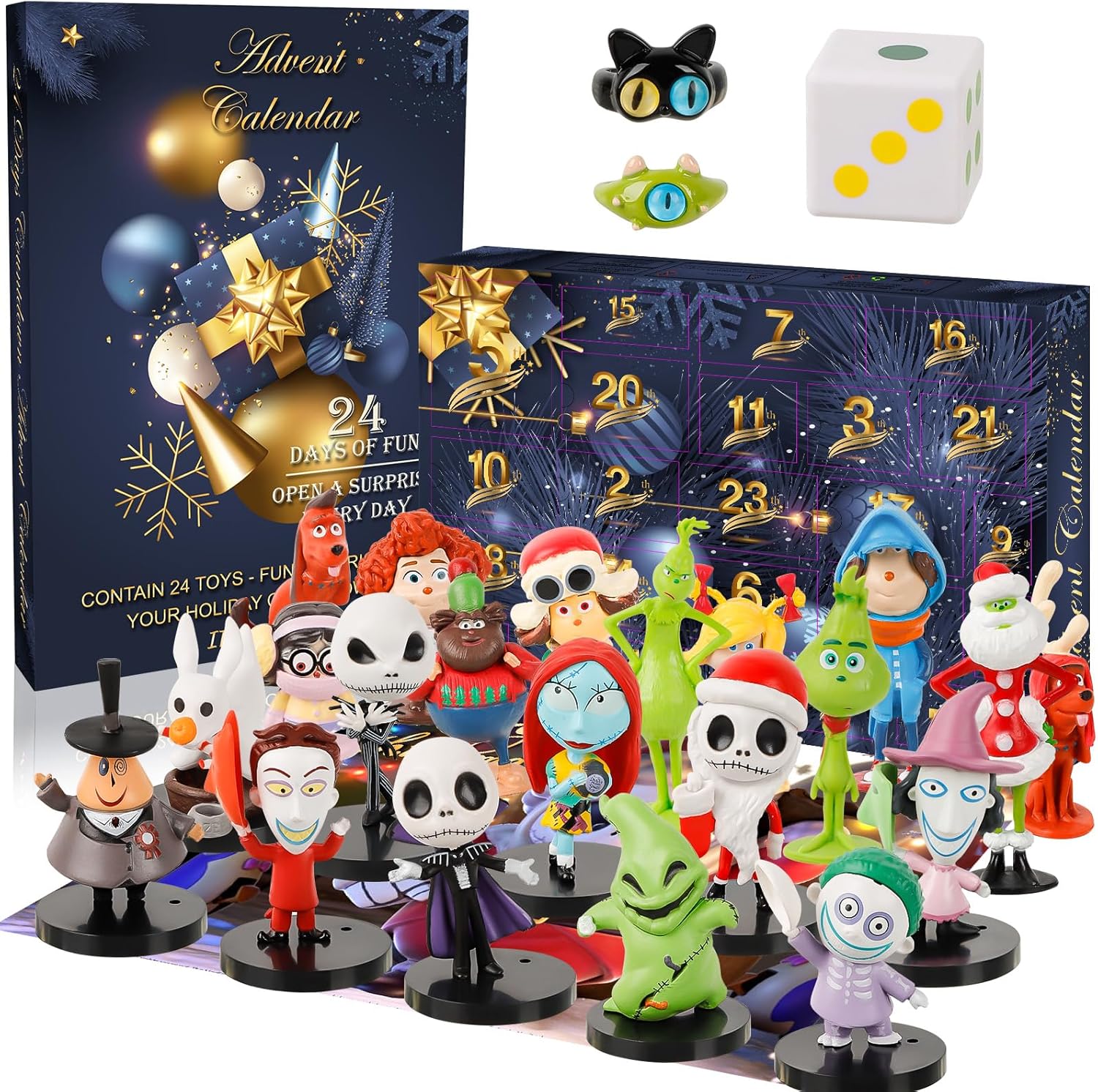 Advent Calendars - Advent Calendar 2023 for Kids,The Nightmare Before Christmas and Green Monster 24 Pcs Christmas Gifts,Christmas 24 Days Countdown Calendar Decoration for Christmas Party Favor Gifts (Halloween Advent)