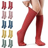 MINI PANDA 5 Pairs knee Socks for Toddler Girls, Baby Girls High Cute Long Socks