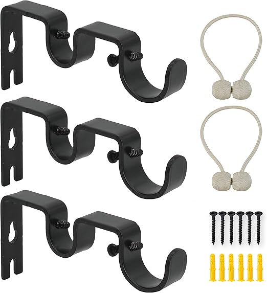 Amazon Com Addgrace 3 Pcs Double Curtain Rod Bracket Heavy Duty