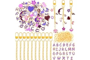 NEBURORA Bag Charms Kit Lip Gloss Keychain Making Kit,56 Cute Charms 10 Keychain Clips with Key Chain Hooks and 100 Jump Ring
