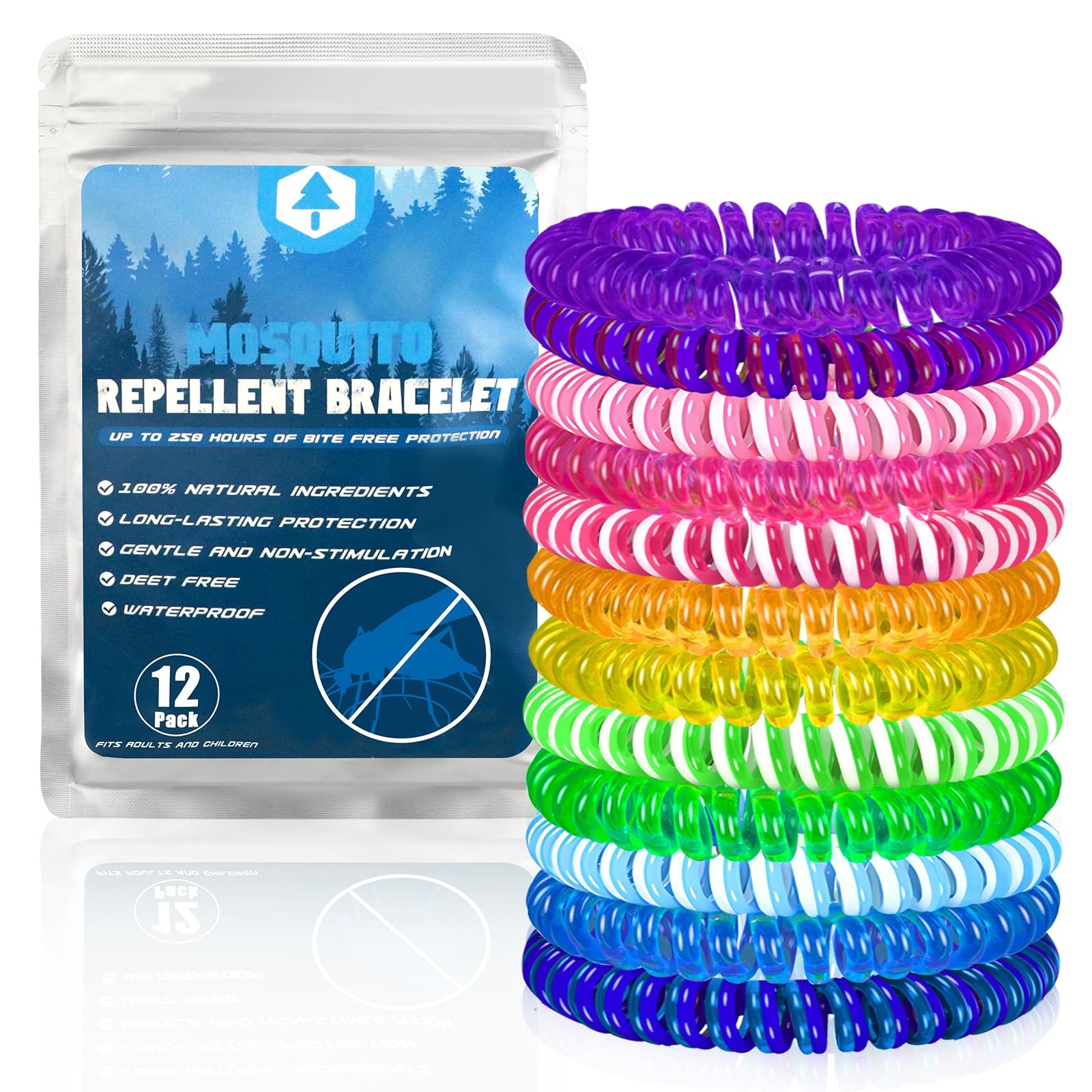 Mosquito Repellent Bracelet, LYUNIT 12 Packs Mosquito Bands, 100% Natural Deet Free Insect Repellent Bands, Anti Insects,Bugs and Midge, Long-Lasting Waterproof, Safe Pest Control for Kids and Adults