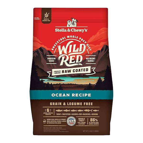 STELLA & CHEWY’S WILD RED DRY DOG FOOD RAW COATED HIGH PROTEIN GRAIN & LEGUME FREE OCEAN RECIPE, 3.5 LB. BAG