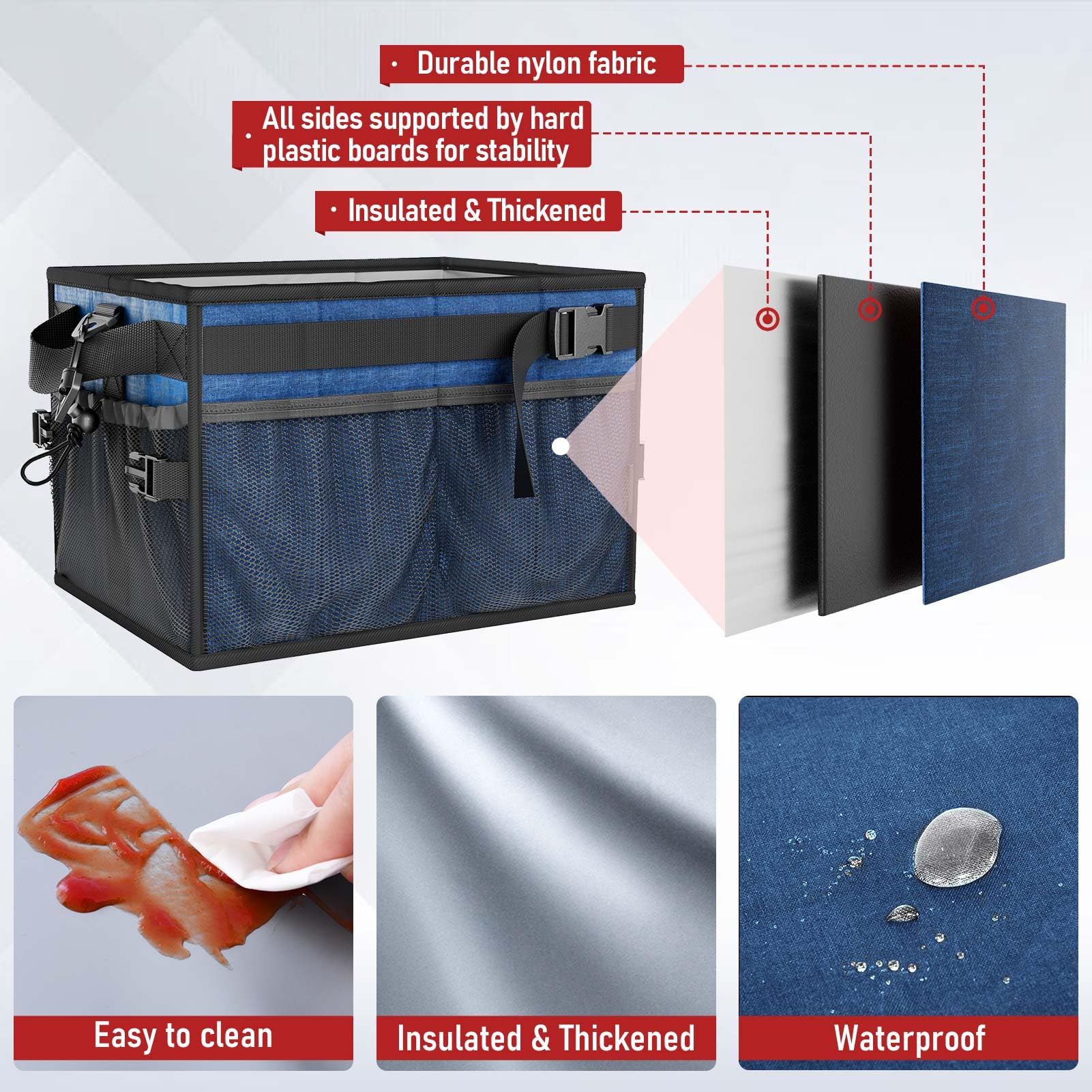 FANGSUN Large Grill and Picnic Caddy with Paper Towel Holder, BBQ Organizer for Utensil, Plate, Condiment, Collapsible & Easy Carry Griddle Caddy, Must Haves for Outdoor, Camper, Travel, Car, RV