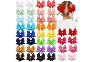 CÉLLOT 40pcs 2.75 inch Hair Bows for Girls Grosgrain Ribbon Toddler Hair Bows Alligator Clips for Baby Girls Kids Teens Back to School Hair Accessories in Pairs