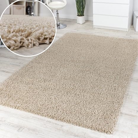 Paco Home Shaggy Creme Hochflor Langflor Teppich Ivory Creme Top