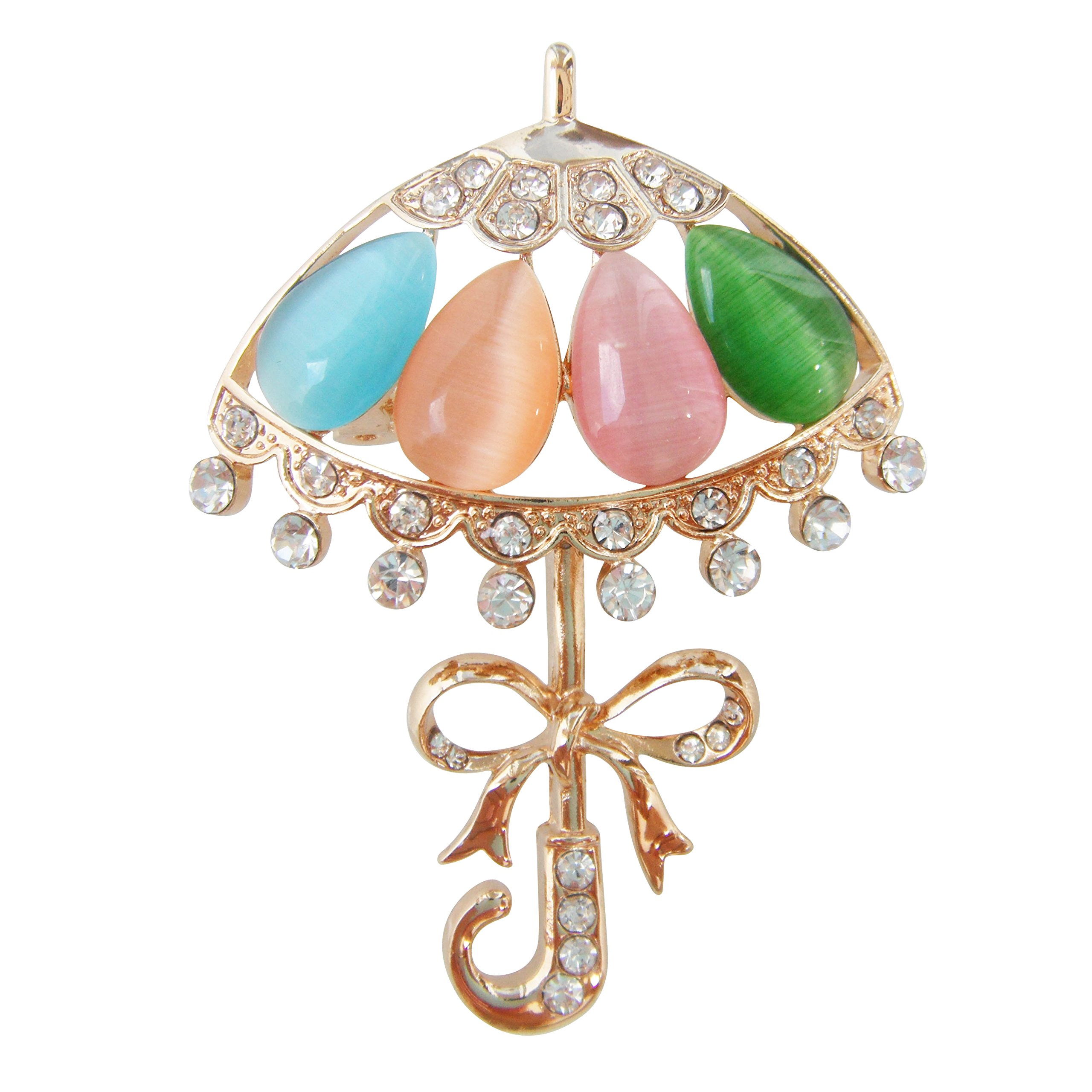 Navachi 18k Gold Plated Colorful Opal Crystal Umbrella Az7933 Brooch pins
