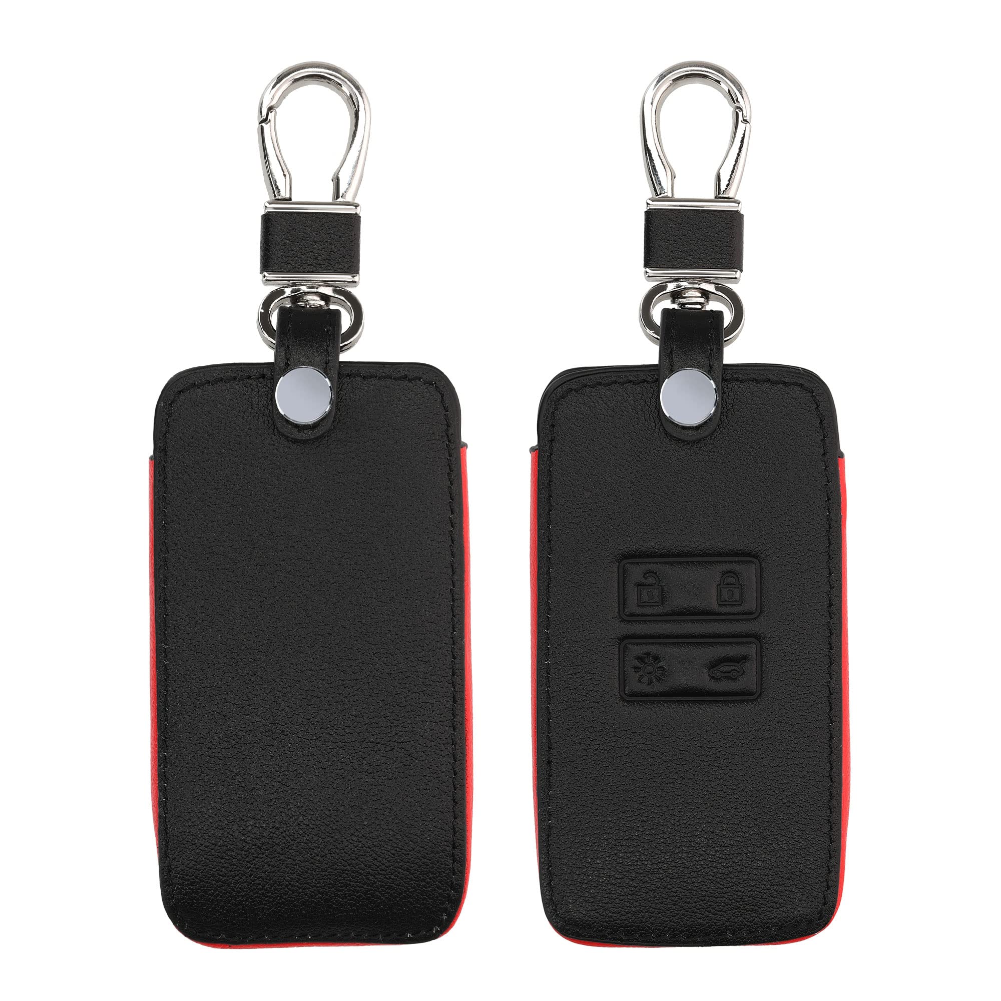 kwmobile Car Key Accessory Compatible with Renault Smart Key 4-Button (Keyless Go Only) – Faux Leather Car Key Cover – Matte Black – Red — image 1