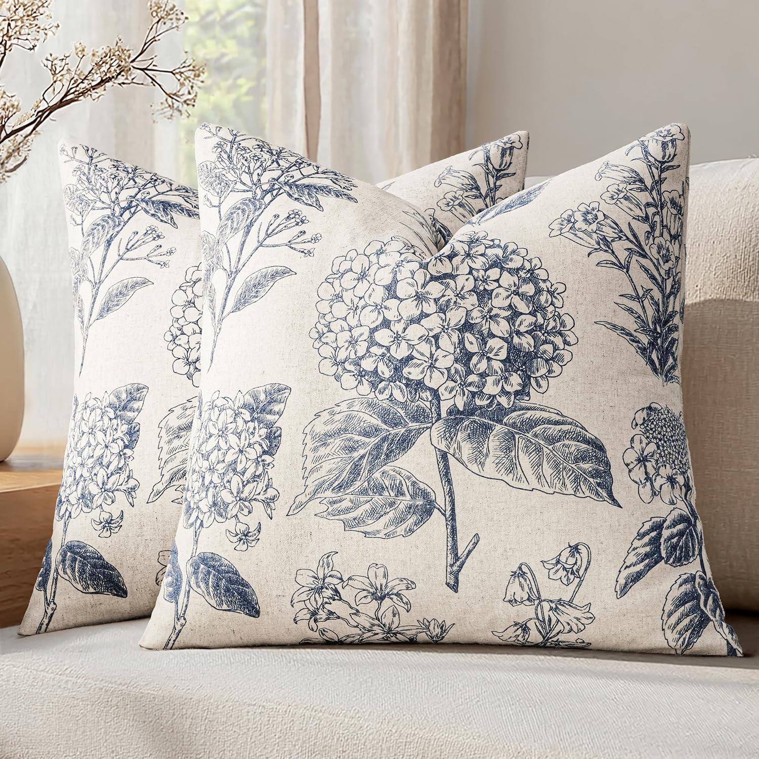 Photo 1 of **********MISSING PARTS*******
SWANCOCO Set of 2 Decorative Floral Euro Sham Pillow Covers 24x24 Inch Light Blue Hydrangea Print Spring Boho Vintage Throw Cushion Covers for Sofa Couch Porch Bedroom Living Room Summer Home Decor