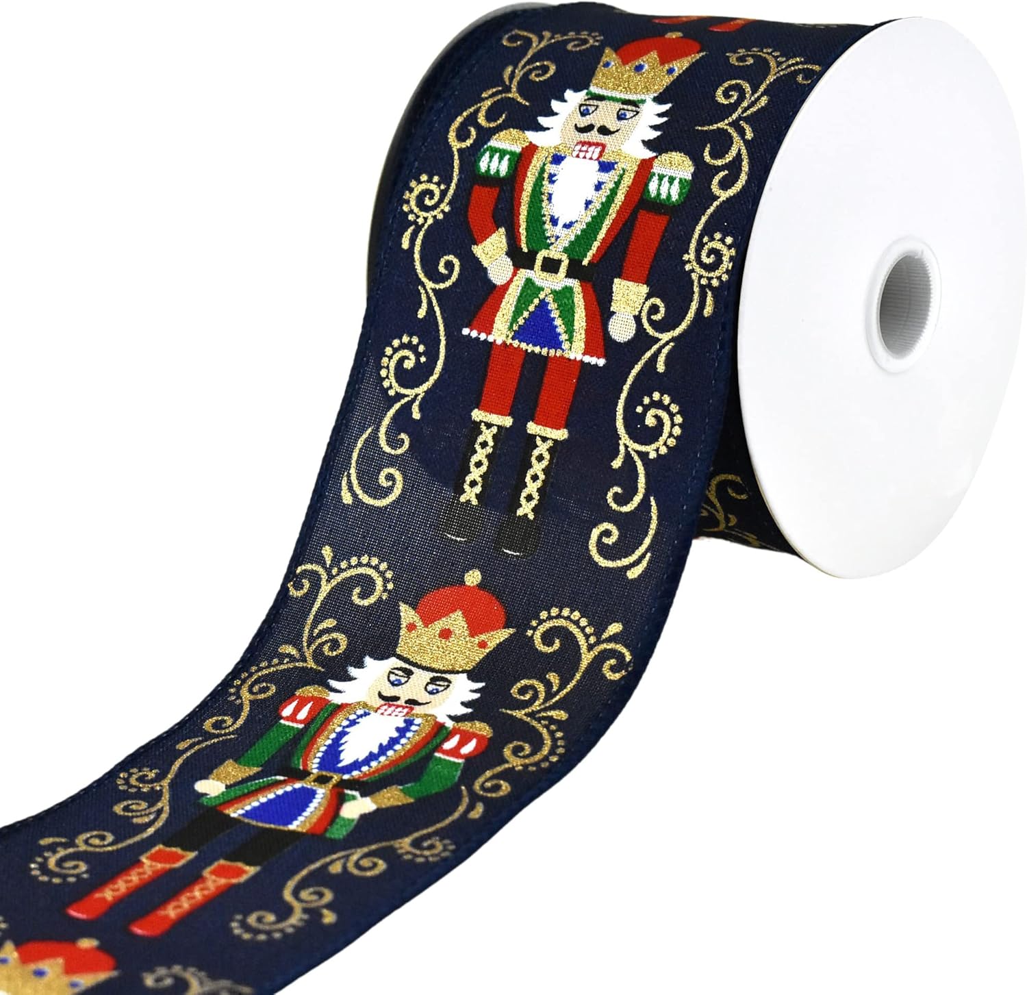 Nutcrackers - Homeford Christmas Nutcracker Filigree Elegance Wired Ribbon, 2-1/2-inch, 10-Yard, Navy