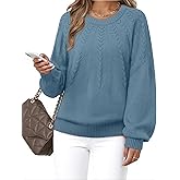 VALOLIA Womens Pullover Sweaters 2025 Long Sleeve Crewneck Casual Loose Pleated Knit Tops