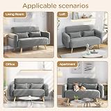 Yaheetech Small Modern Fabric Loveseat 116cm Light Grey with Pillows view 6