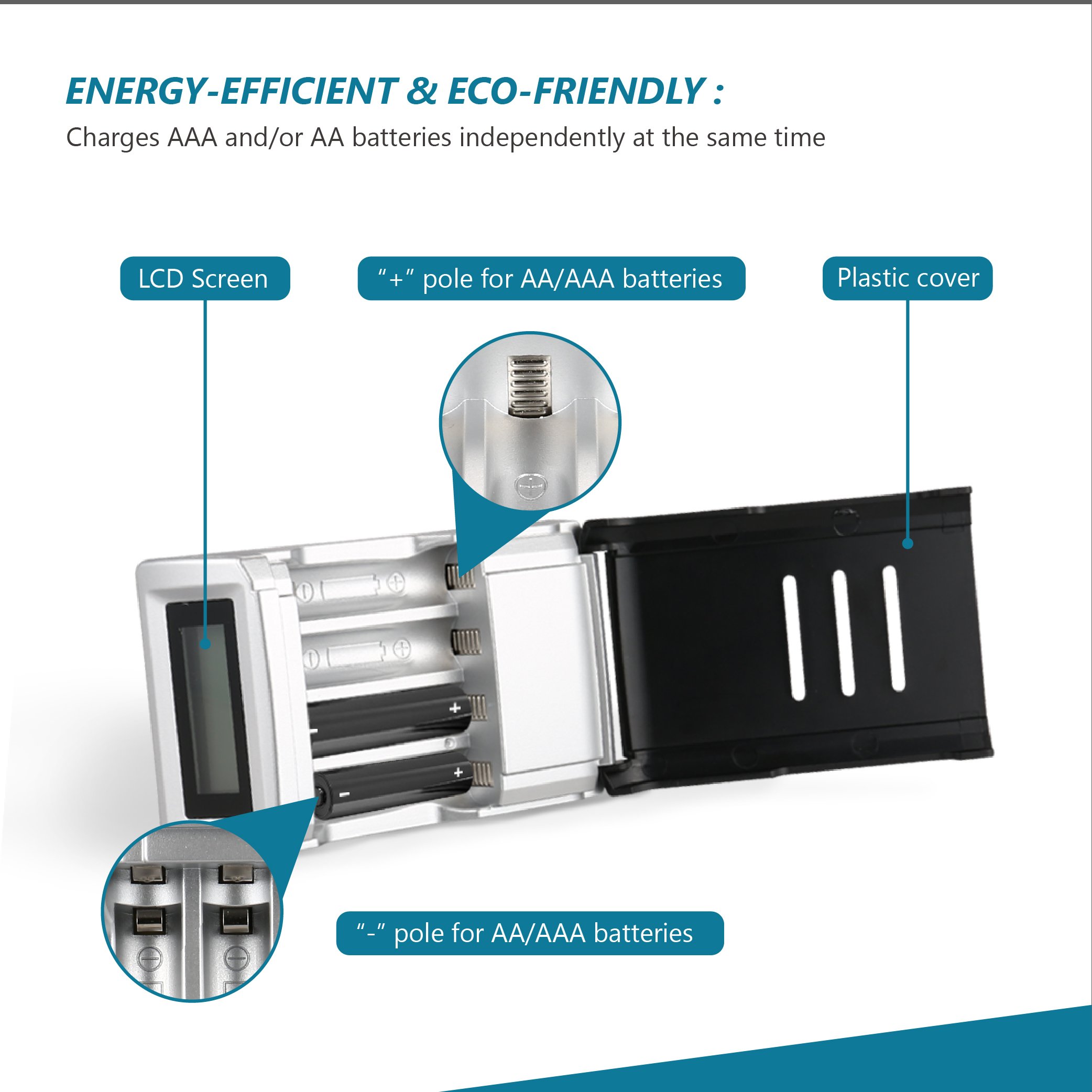 NOVETE Battery Charger Enable Activate Dead Rechargeable Batteries, Trickle Charging Built with IC Chip Over-Charging and Over-Voltage Protection