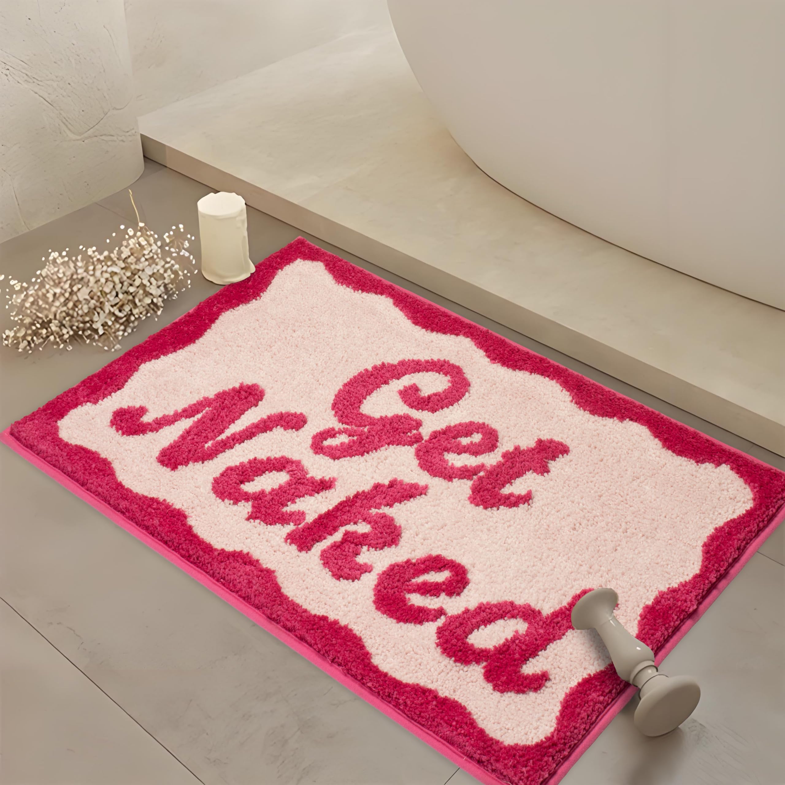 KOEXM Get Naked Bath Mat Pink Bathroom Rugs 20" x 32" Non Slip Absorbent Cute Bathroom Decor, Shower Rug for Tub, Girl Apartment, Floor, Aesthetic Machine Washable