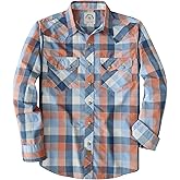 Dubinik® Pearl Snap Shirts for Men Long Sleeve Lightweight Casual Western Plaid Cowboy Cotton Vintage Work Shirt