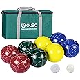 Olsa 90/100/107mm Bocce Balls Set, Christmas Party Games Bocci Ball Game Set with 8 Poly-Resin Balls, 1 White Pallino, Premium Carrying Bag, Measuring Tape for Outdoor Backyard Lawn Beach