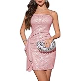 Dressystar Women's Sequin Sparkly Short Cocktail Dress Spaghetti Strap Glitter Bodycon Prom Homecoming Party Mini Dress