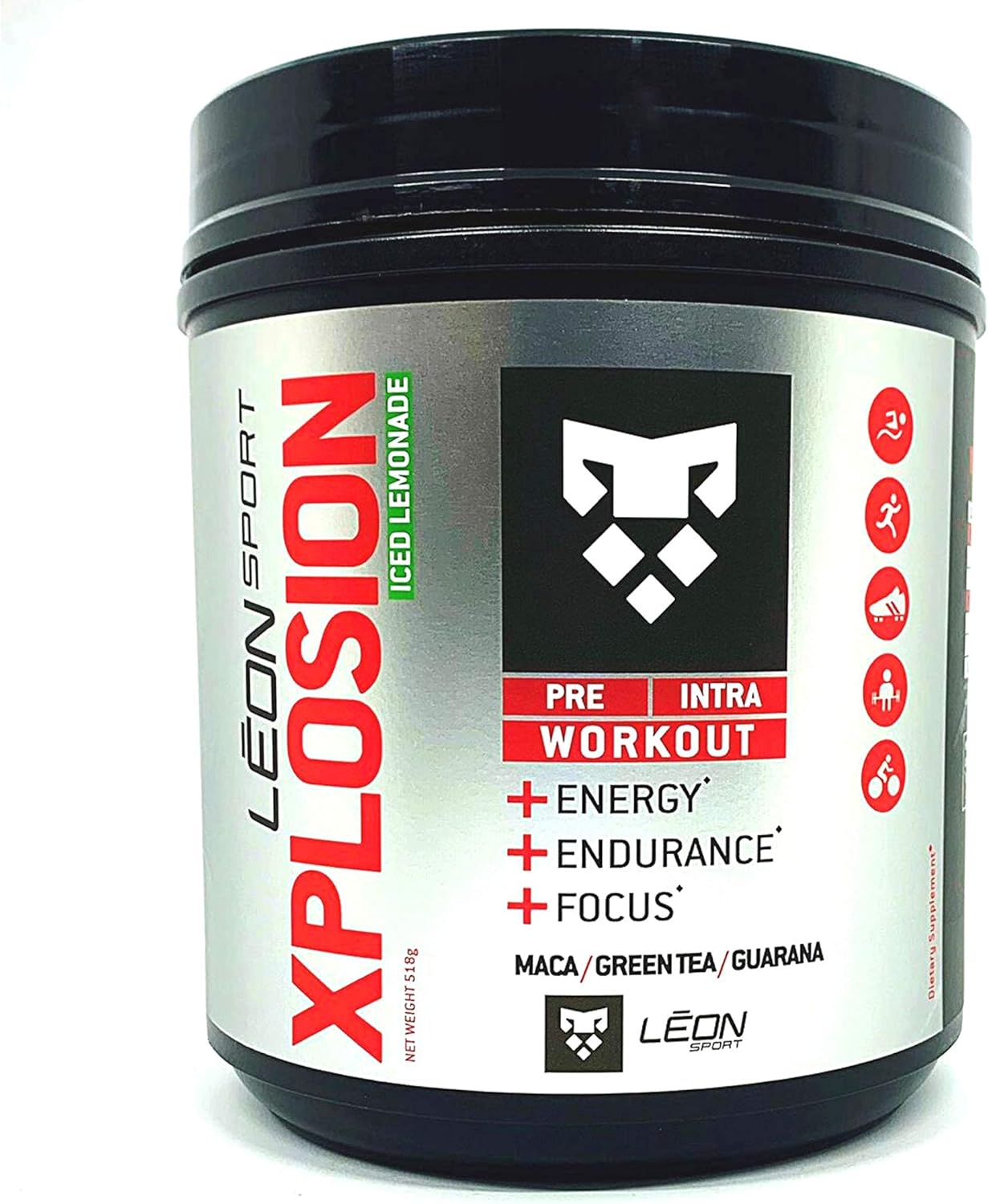 Leon Sport Pre Workout Powder Caffeine Free Energy Drink for Men