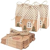 ANCIENTPWR 20 PCS Small Christmas Gingerbread Treat Boxes, Small Bulk Christmas Gifts Boxes Mini Christmas Party Favor Boxes Gift Bags Wrapping
