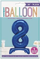 Unique Blue Standing Number 8 Foil Balloon 30 inch Packaged view 2
