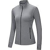 Outdoor Ventures Women's Full Zip Up Athletic Jacket Lightweight Workout Running Jacket with Pockets for Hiking Yoga Gym