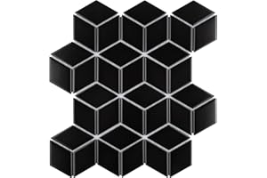 SOMERTILE Merola Tile Metro Rhombus Matte Black 10-1/2" x 12-1/8" Porcelain Floor and Wall Tile