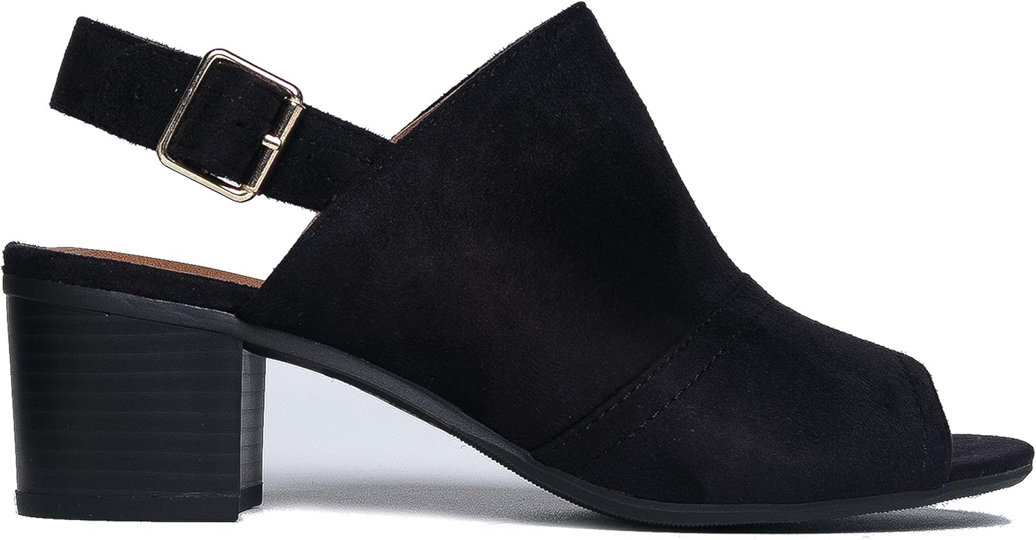 rumor open toe side buckle bootie