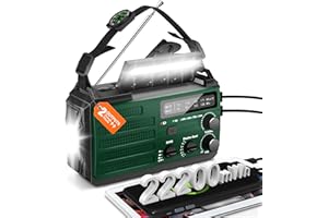 RYCHI Emergency Radio, 22200mWh Hand Crank Radio, AM FM NOAA Weather Alert Radio, Solar Radio, 3-Mode Flashlight, Reading Lamp, SOS Alarm, Phone Charger for Winter Storm and Emergency