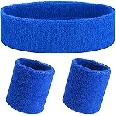 Yolev 3Pieces Sweatband Set, Sports Headband and Wristbands, Set of 1 Headband and 2 Wristbands, for Athletic Men and Women, Black and Neon Green, One Size(Light Green)