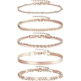Sahoottie Gold Bracelets for Women, Dainty 14K Gold Plated Stackable Bracelet Stack for Women Trendy,Thin Adjustable Bracelets Paperclip Chain Cuban Link Layered Jewelry Gifts for Womens 7+2 In