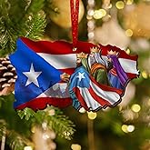 FLAGWIX Puerto Rico Wooden Ornament Gifts for Home Decor - Three Kings Day Cultural Hanging Decoration - Gifts for Women Men Friend Coworker, Puerto Rican Souvenir
