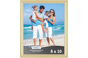 Icona Bay 8x10 Gold Picture Frame Beautifully Detailed Molding, Contemporary Picture Frame Set, Wall Mount or Table Top, Inspirations Collection