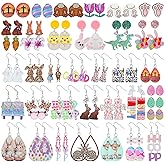Nosiny 36 Pairs Easter Earrings for Women Bulk Colorful Easter Bunny Dangle Earrings Cute Spring Rabbit Carrot Egg Shaped Jewelry Holiday Gift