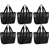 Hillban Beach Large Mesh Tote Bag Bulk Waterproof Lightweight Pool Beach Bag with 8 Pocket Zipper for Shopping Travel Camping