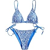 ZAFUL Women's Triangle Bikini Floral String Bikini Set Two Piece Swimsuit Bathing Suits