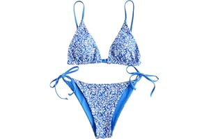 ZAFUL Women's Triangle Bikini Floral String Bikini Set Two Piece Swimsuit Bathing Suits