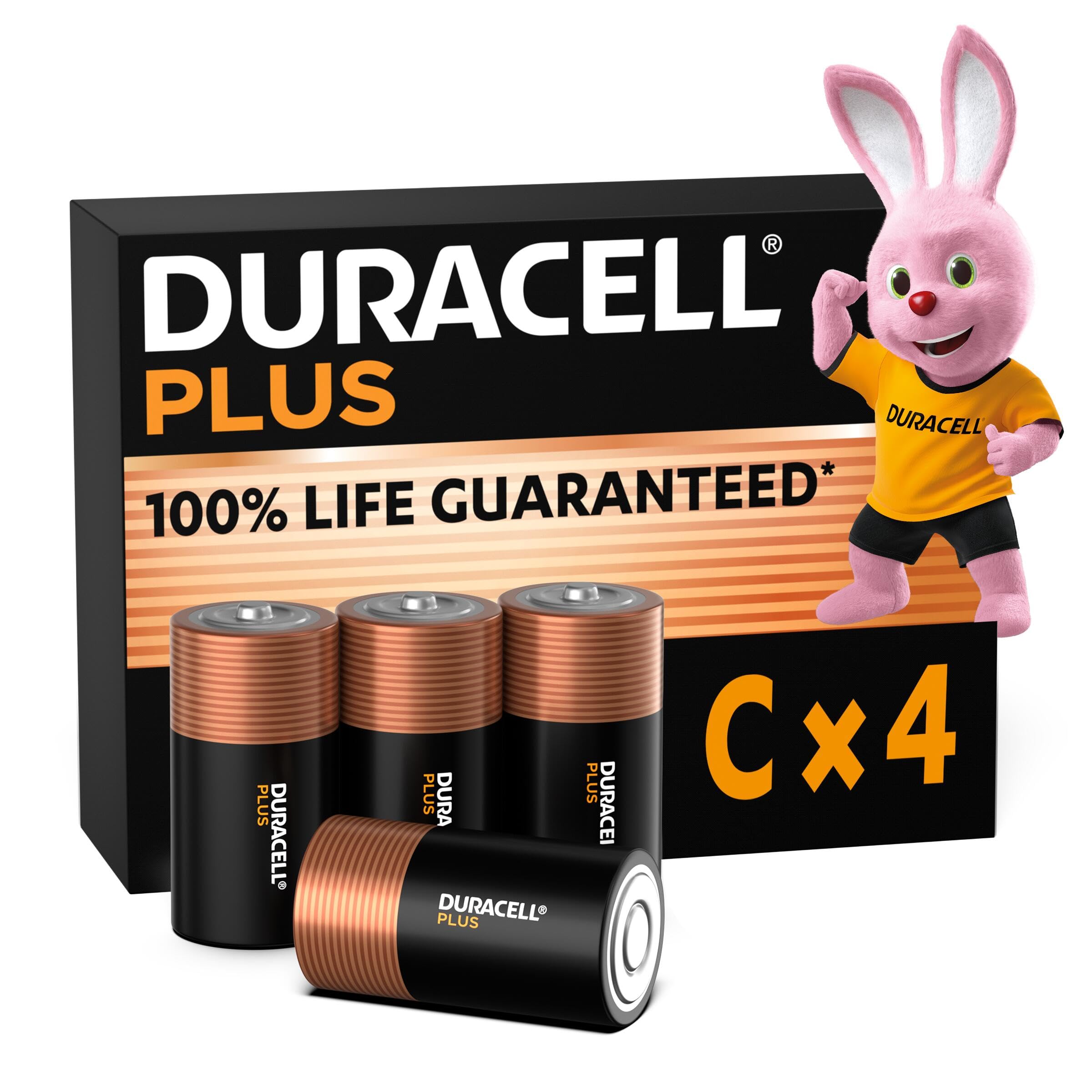 Duracell Plus C Batterien, LR14, 4 Stück, Duracell Batterien C für Alltagsgeräte