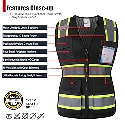 HATAUNKI High Visibility Reflection Black Mesh