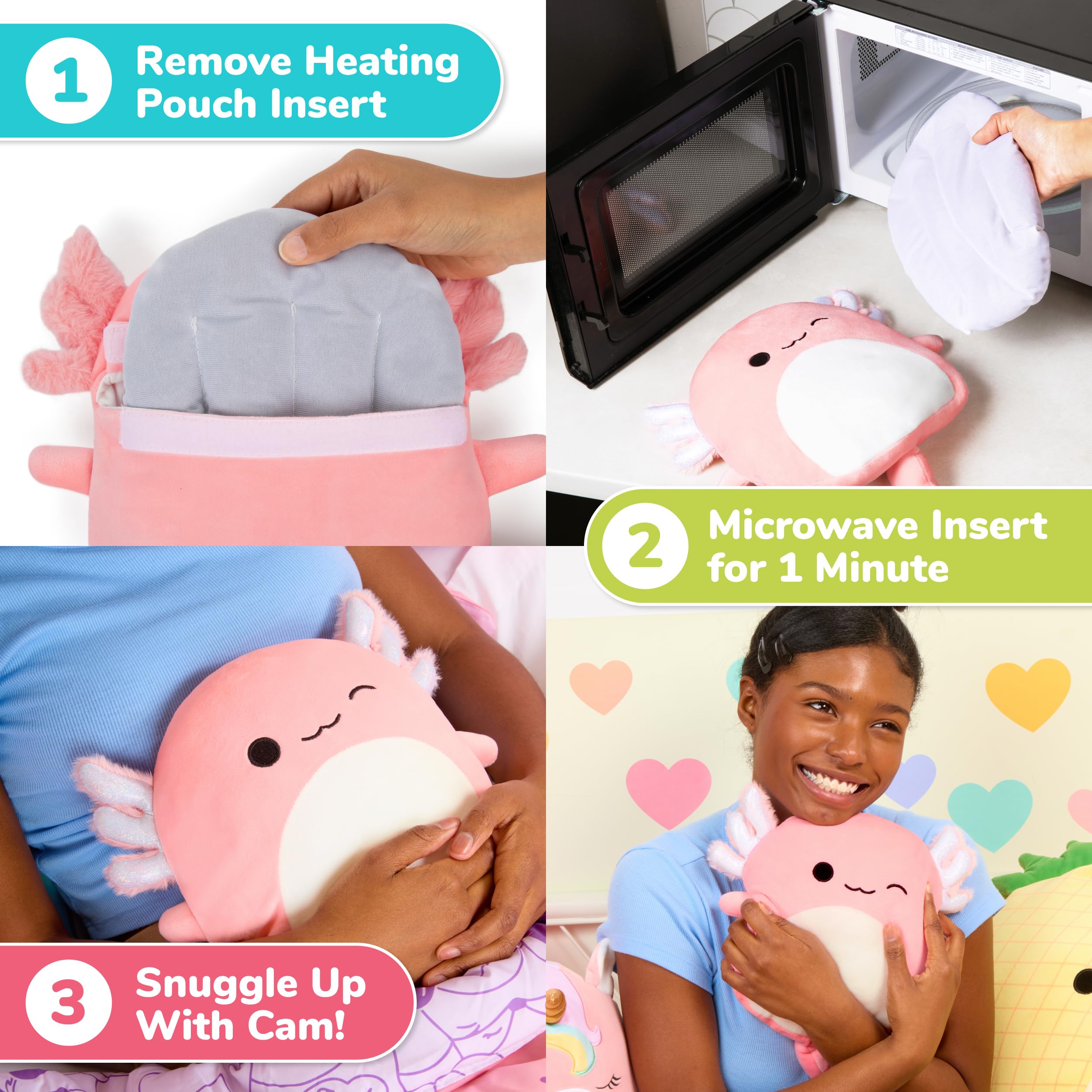 Squishmallows Archie The Axolotl by Relatable, Microwavable Heating Pad for Period Cramps, Great Gift Ideas for Loved Ones of All Ages, Thoughtful White Elephant Gifts, Or Christmas Gifts for Teens