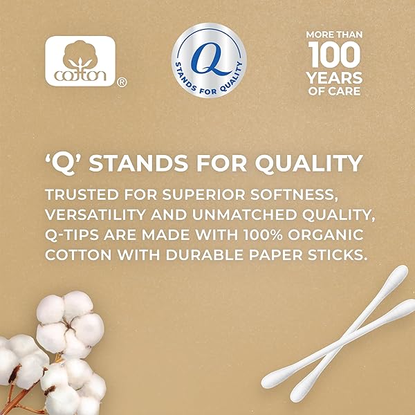 Q-TIPS COTTON SWABS ORGANIC SWAB ULTIMATE HOME AND BEAUTY TOOL MADE FROM ORGANIC COTTON, 400 COUNT (4 PACK) 1600 TOTAL SWABS