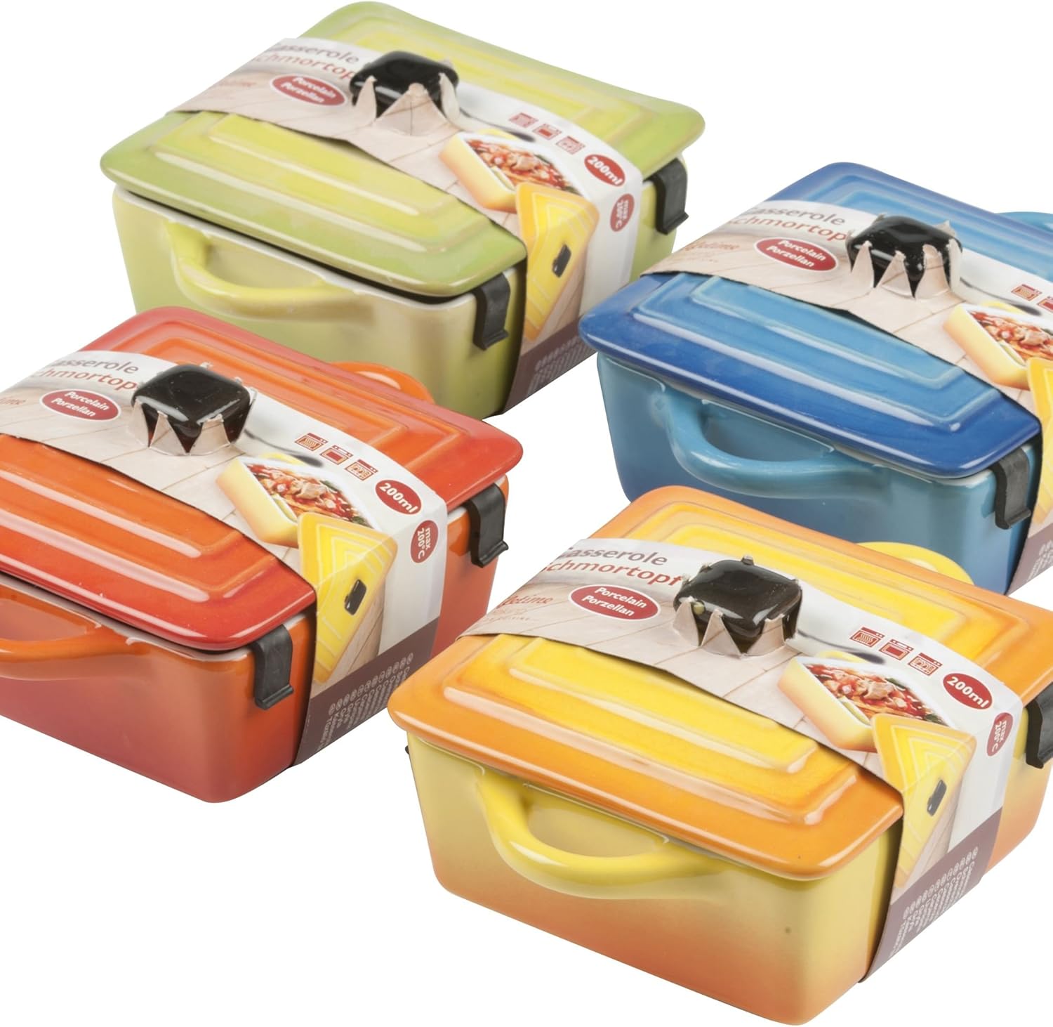 6 x OvenProof Dish 14.5 cm 200 ml Mixed Colours, MiniCasserole
