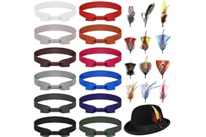 Breathffy 24 Pcs Stretchable Hat Bands Natural Assorted Hat Feathers Hat Ribbons for Panama Hat Western Costume Headwear