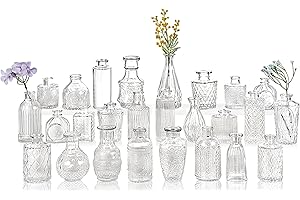 Jelofly Glass Bud Vases Set of 26, Small Clear Vases for Flowers, Mini Vintage Bud Vases in Bulk, Cute Flower Glass Vase for Centerpieces Wedding Decorations, Rustic Home Table Decor