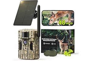 SEHMUA 3rd Cellular Trail Cameras with 48MP Photo 2K Live Streaming, 4G LTE Unlimited Data Plan Built-in SIM Card, 4W Solar Powered Game/Deer Cam No Glow Flash with Motion Activated