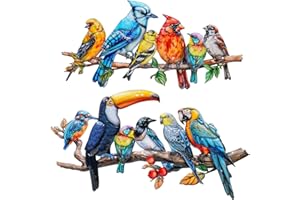YOADEHOA 2Pcs Metal Bird Outdoor Wall Art Decor, Hummingbird Wall Silhouette Art, Bird on Branch Wall Sculpture Hanging Indoo