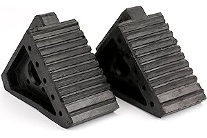 Fasmov 2 Pack Solid Rubber Heavy Duty Wheel Chock, Ergonomic Carry Handles, Premium Chock for Car, Travel Trailers, RV, Truck, and ATV