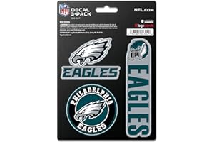Logo Brands Philadelphia Eagles NFL Team Logo Vinyl Sticker 3 Pack Heavy Duty Decal for Indoor or Outdoor Use on Laptops, Coolers, & Notebooks - Officially Licensed Philadelphia Eagles Wall Art