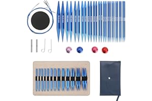GEEKHOM Knitting Needles Set for Knitting: 4-Inch Interchangeable Circular Knitting Needles Includes 13 Pairs Aluminum 3-10MM