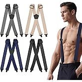 EupHHonycs 4 Pcs Hidden Suspenders for Men 1.5 Inch X Back Adjustable Mens Suspenders Heavy Duty Invisible Hiking Under Clothing Belt