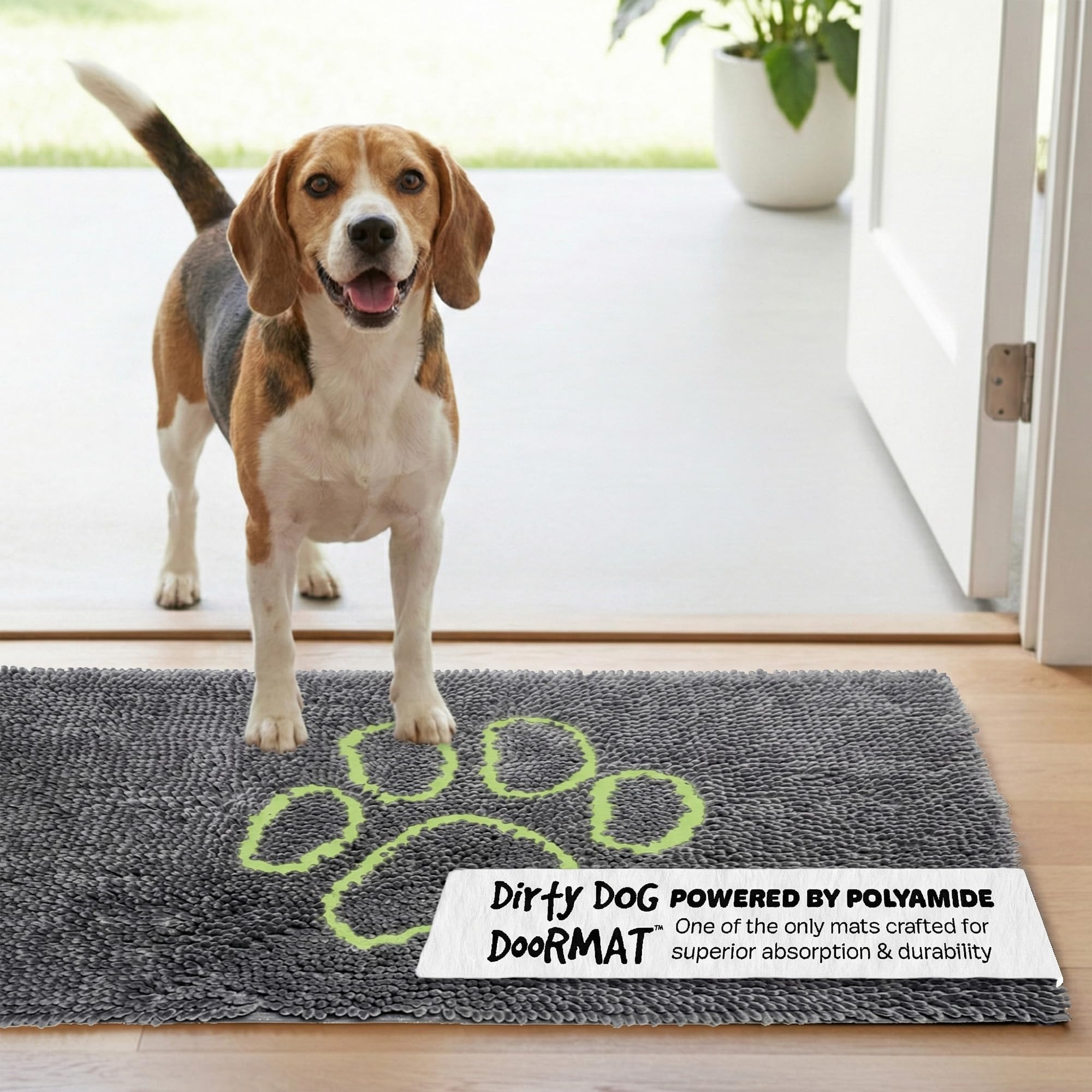 Dog Gone Smart Dirty Dog Microfiber Doormat, Super Absorbent Machine Washable with Non-Slip Backing, Medium, Cool Grey